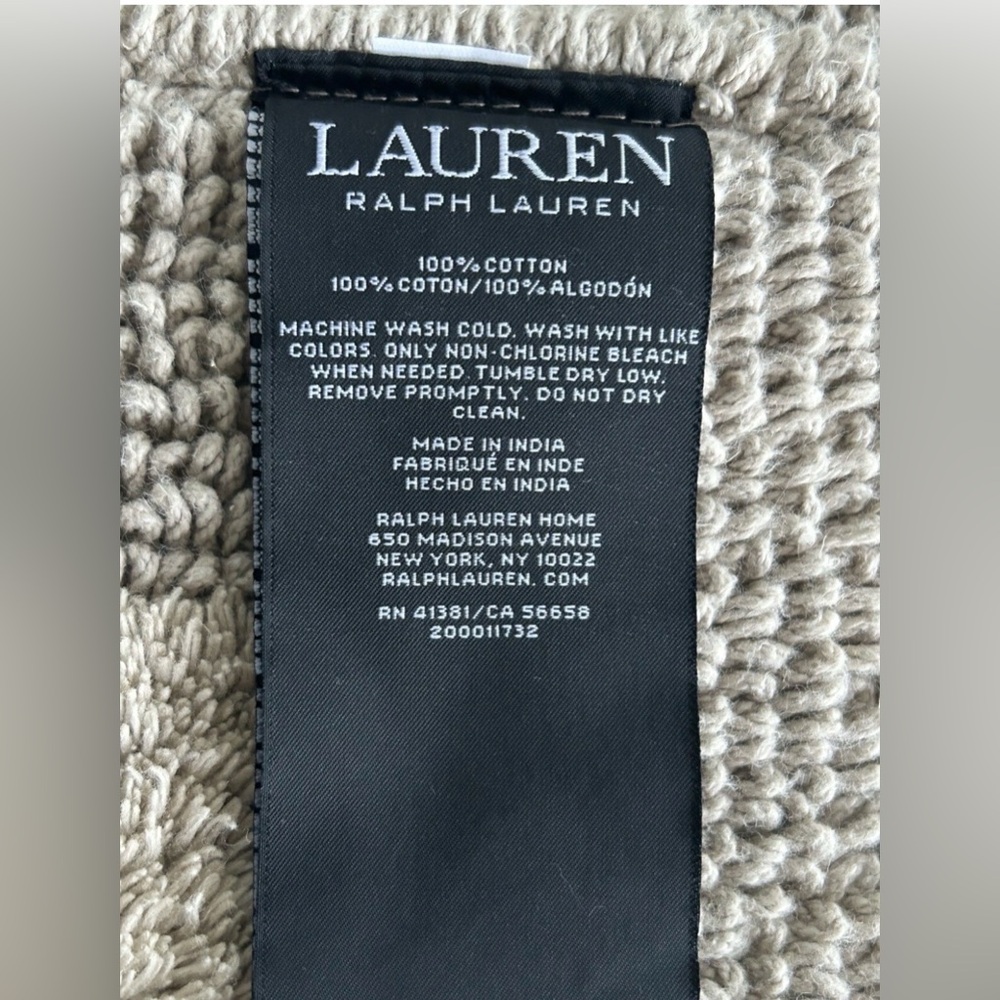 Gorgeous RALPH LAUREN Bath Rug Mat Reversible 100% COTTON Beige Tan - Picture 4 of 6